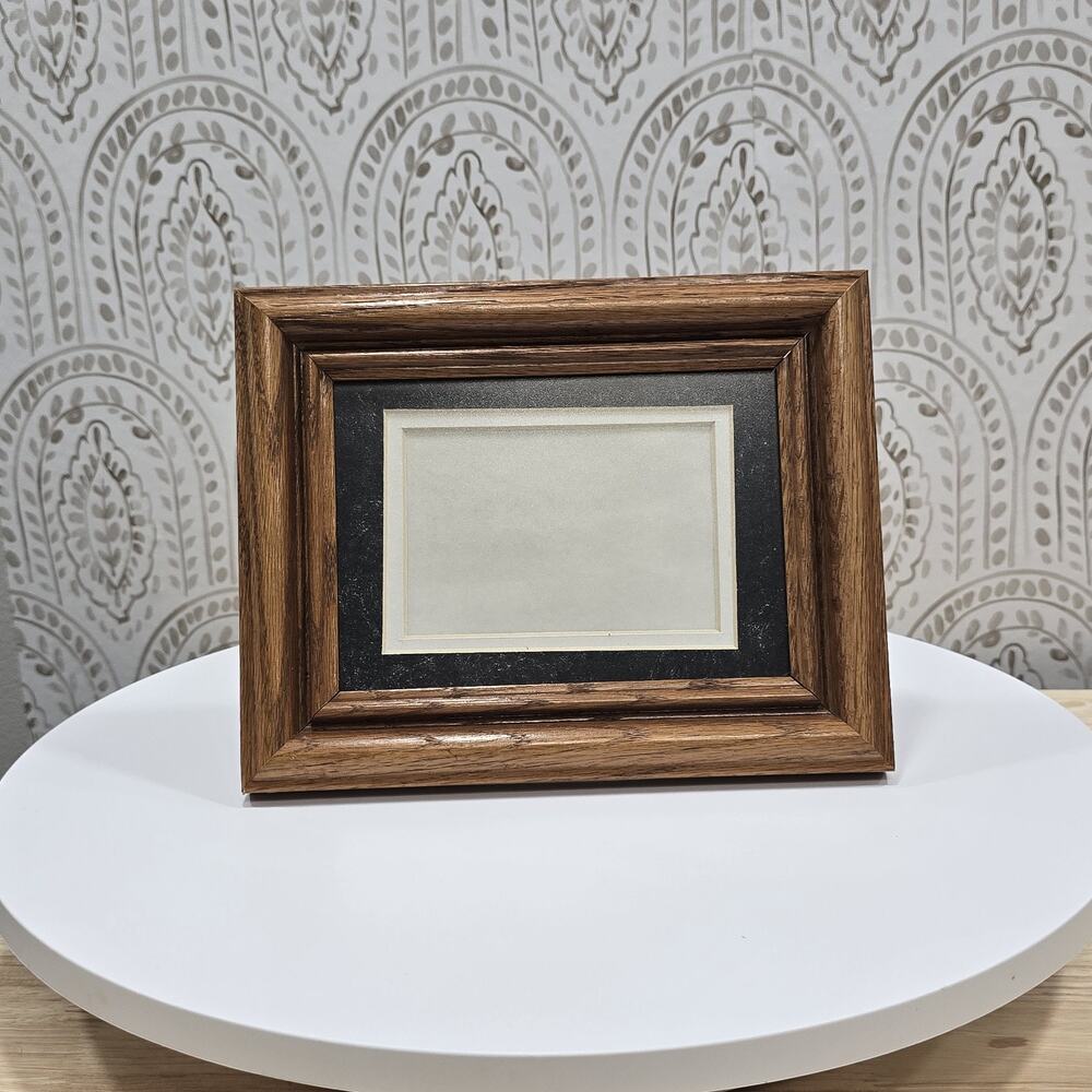 Brown Wood Picture Frame for 5x3.5 Dark Marbled Double Matted Wide Moulding